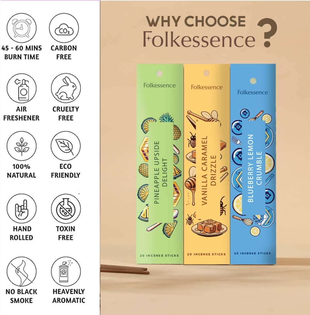 Folkulture Incense Sticks with Holder for Gift | Set of 6 (120) Non Toxic Fall Incense Sticks with