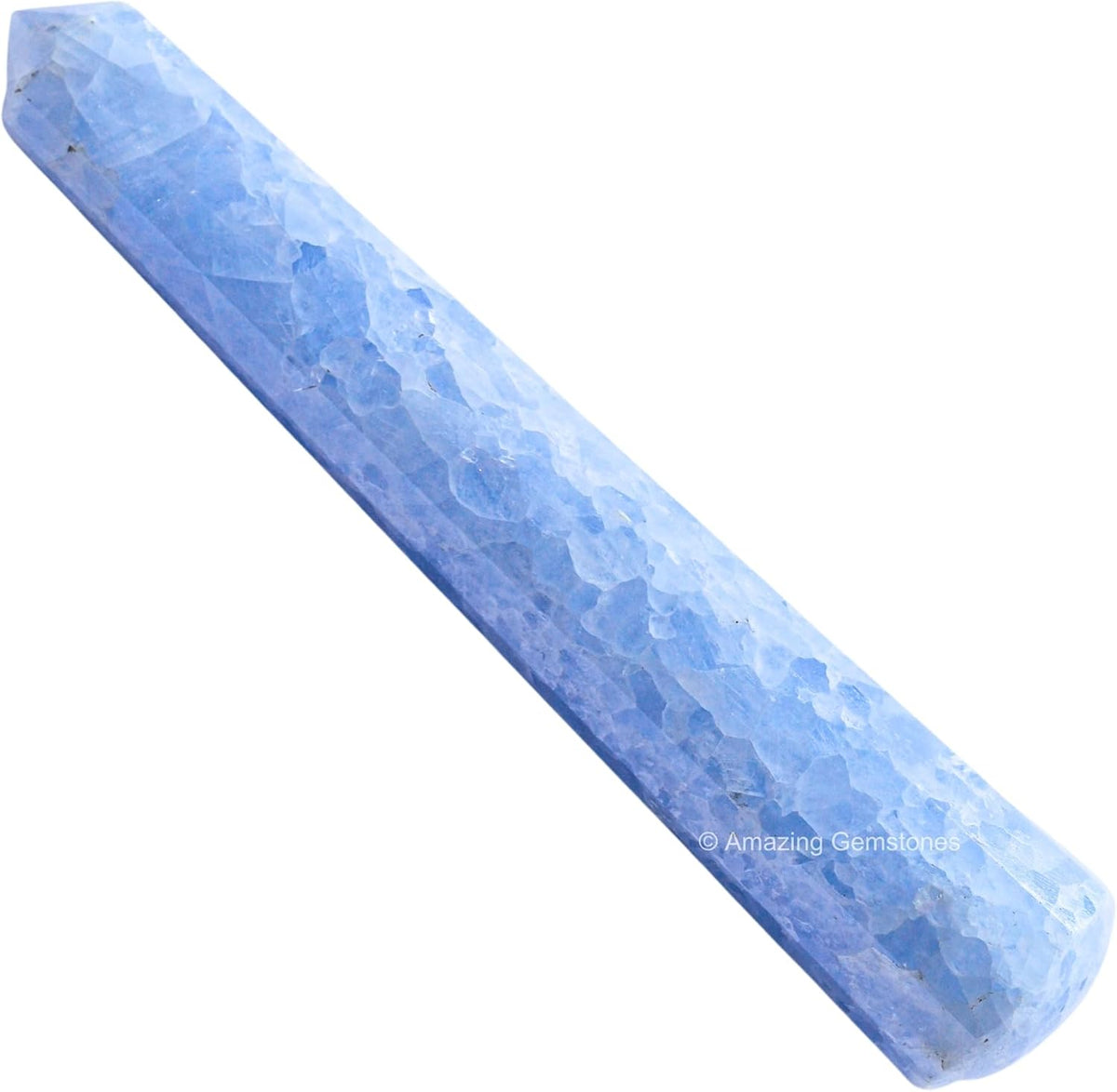 Amazing Gemstone Blue Calcite Crystal Wand Massage Stick - Pelvic Wand Gua Sha for Adults
