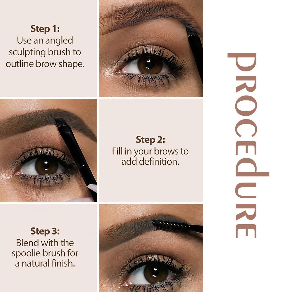 Brown Eye Brow Powder for Women, Light Medium Matte Gray White Eyebrow Powder Kit with Brush