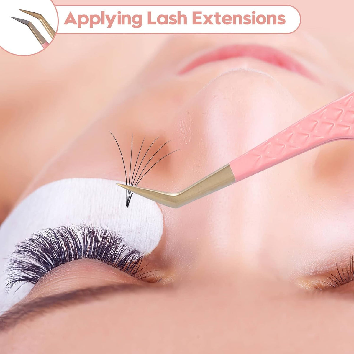 Ms.Queen 45 Degree Tweezers for Lash Extensions,Precision Fiber Tip Eyelash Tweezers for Volume