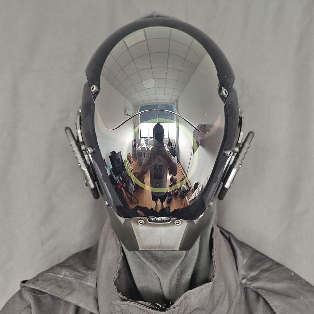 KYEDAY Punk Mask Cosplay for Men, LED Round Light Mask for Women Cosplay Halloween Fit Party Music
