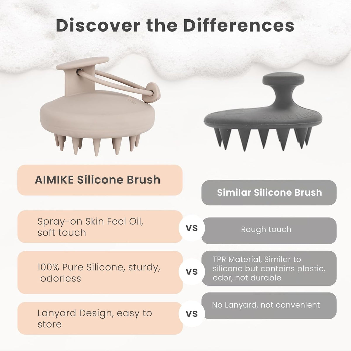 AIMIKE Scalp Massager Shampoo Brush, Soft Silicone Hair Scrubber for Washing Hair, Dandruff Removal