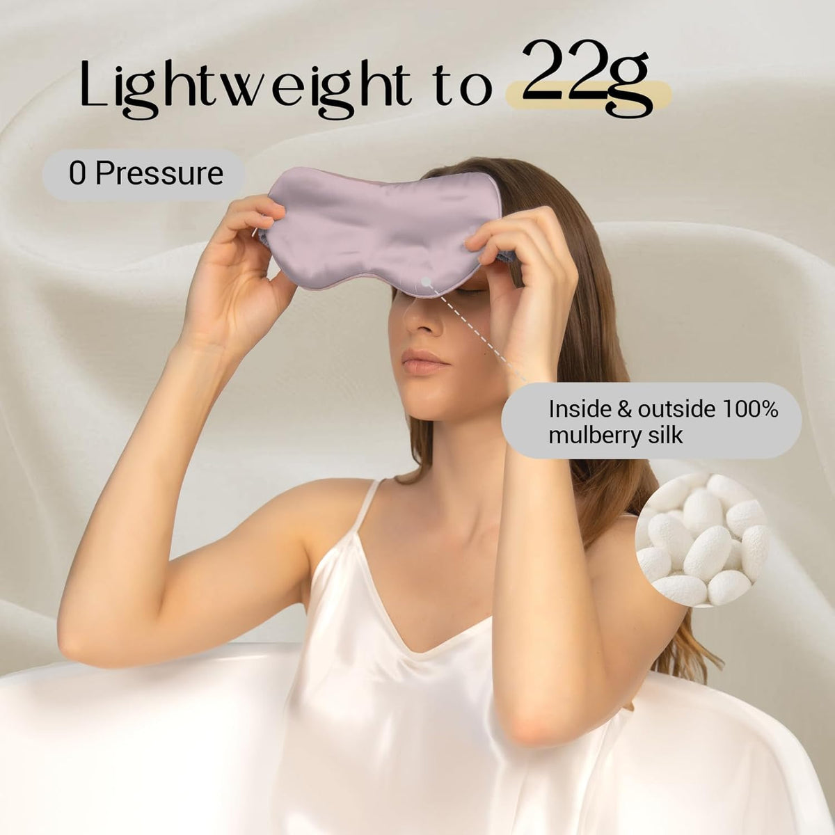 ZIMASILK 100% 22 Momme Pure Mulberry Silk Sleep Mask,Filled with 100% Mulberry Silk,Silk Wrapping
