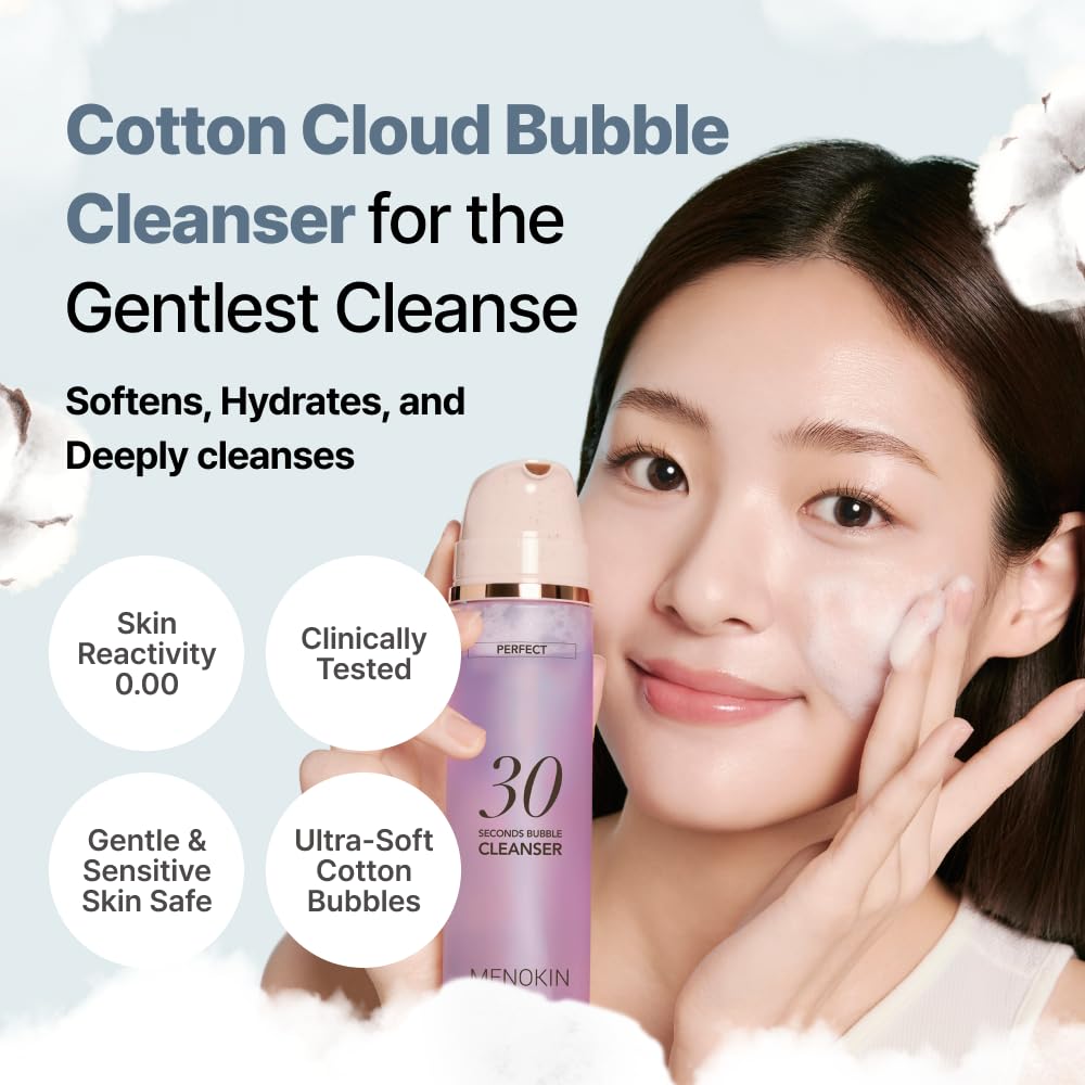 MENOKIN Cotton Cloud Bubble Cleanser [Perfect] EGF Skin Repair, Remove Impurities, Low pH for