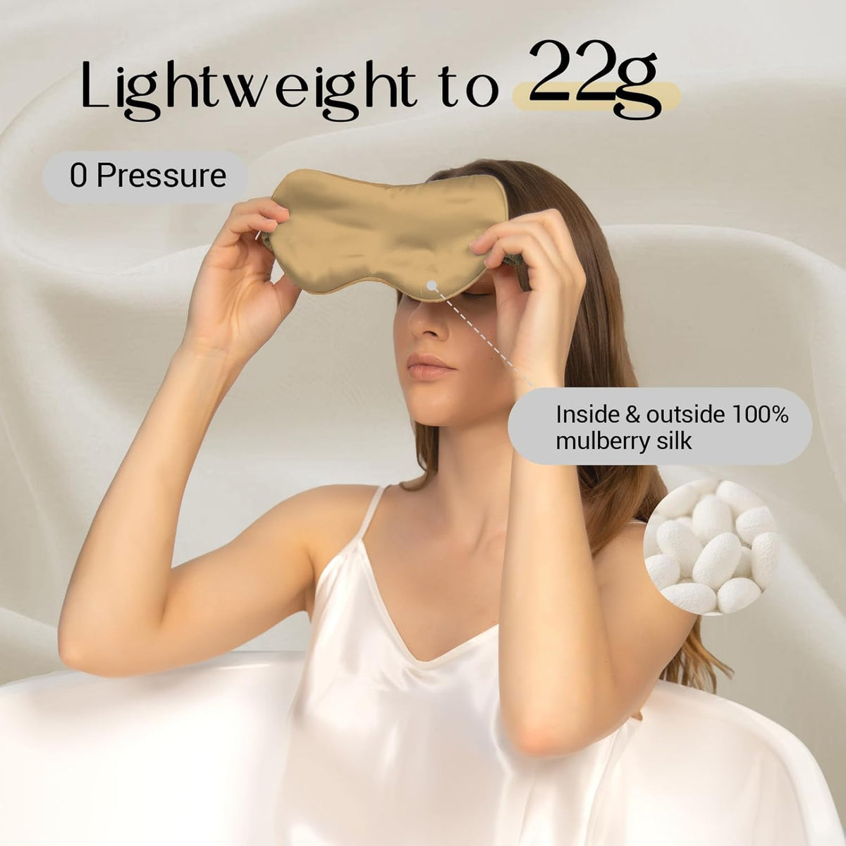ZIMASILK Adjustable 100% 22 Momme Mulberry Silk Sleep Mask for Sleeping, Filled with Premium