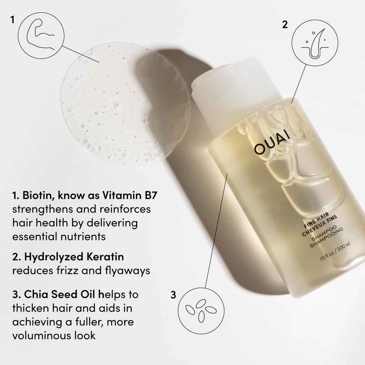 OUAI Fine Hair Shampoo & Conditioner Set, Travel Size - Volumizing Shampoo & Conditioner - With