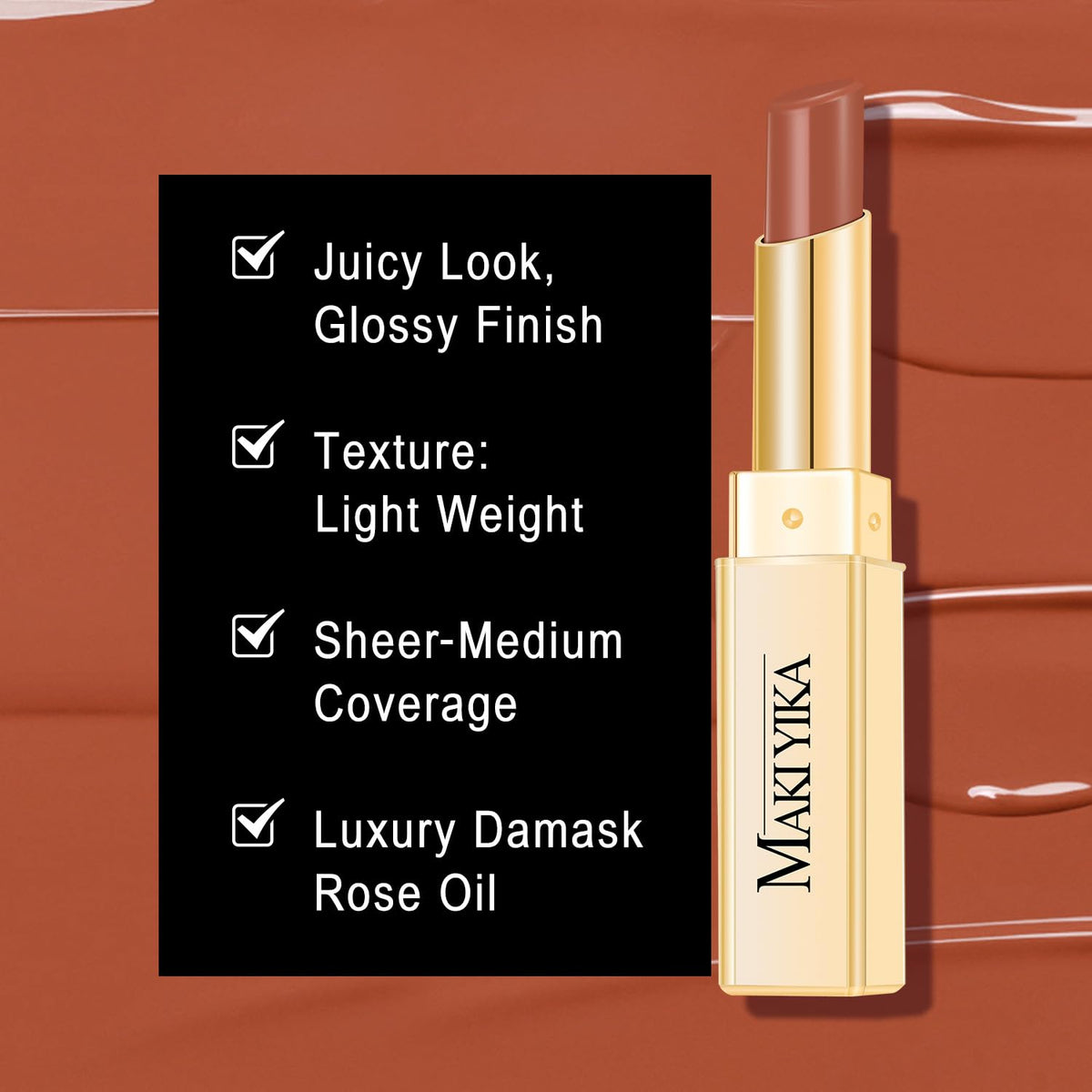 MAKI YIKA Moisture Light Brown Lipstick for Women Hydrate Lip Gloss for Dry Cracked Lips Weightless