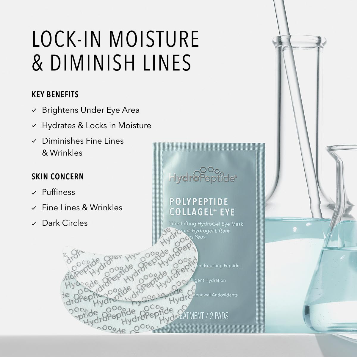 HydroPeptide PolyPeptide Collagel Eye Masks, Line-Lifting Hydrogel Under Eye Patch, Firmer