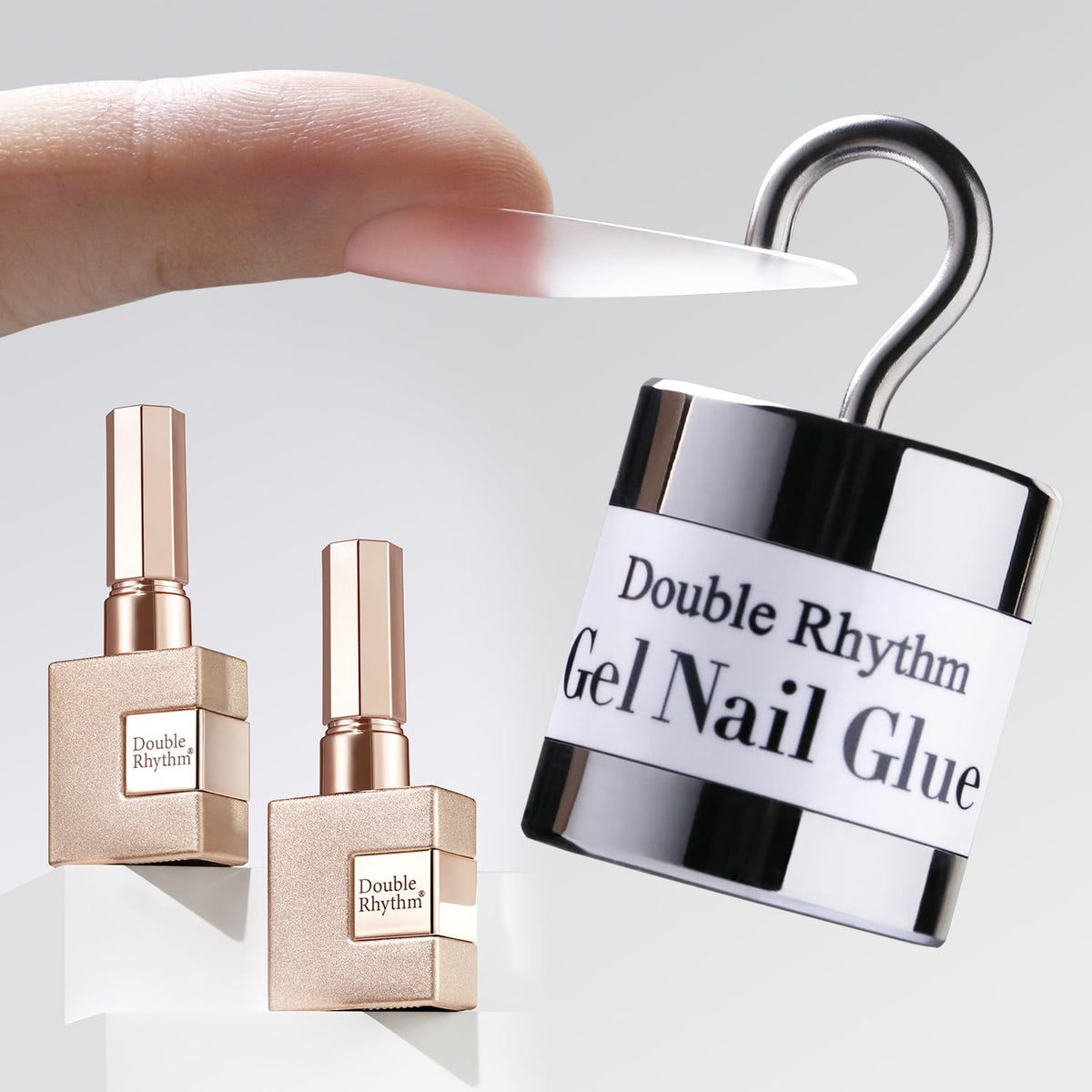 Double Rhythm 2PCS 0.5Oz Nail Glue Gel for False Acrylic Nail Tips and Press on Nails Gel Glue Nail