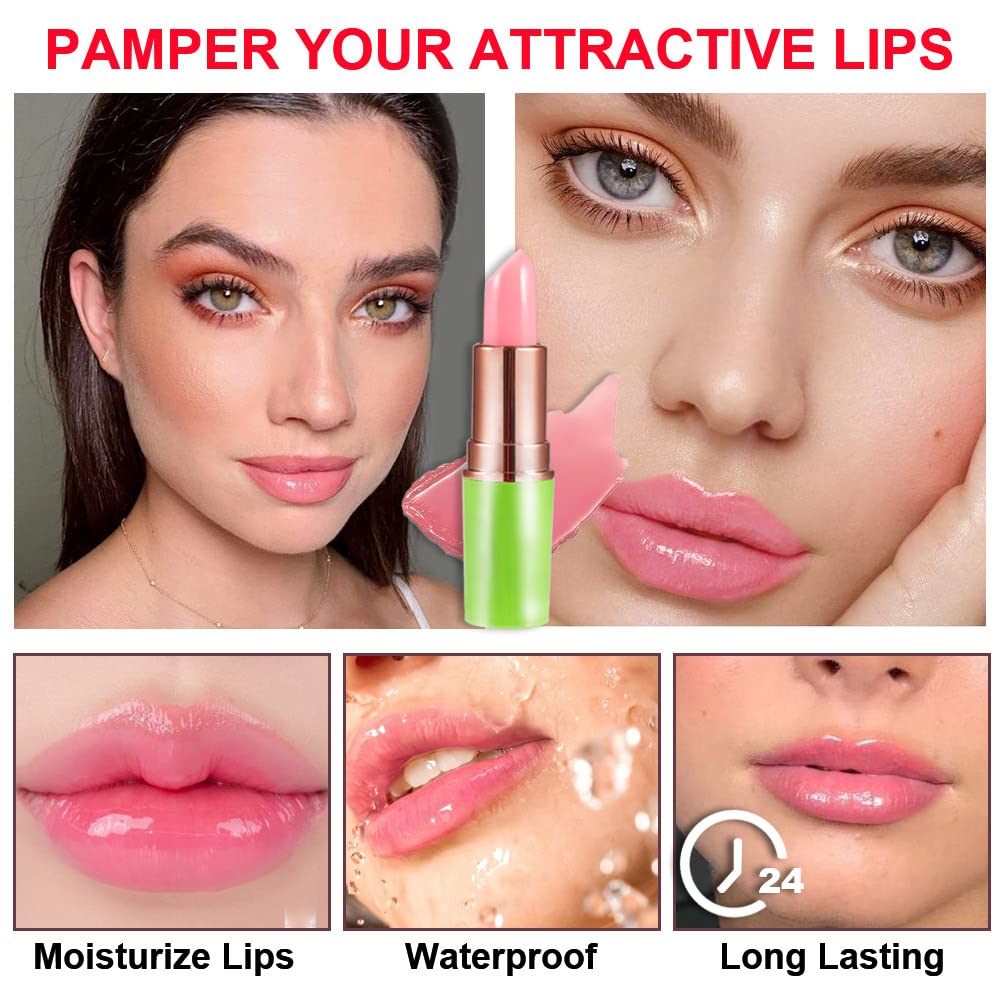 evpct 2Pcs Peach Tinted Lip Balms PH Lip Color Changing Lipstick Balm Stains Set Queen for Women