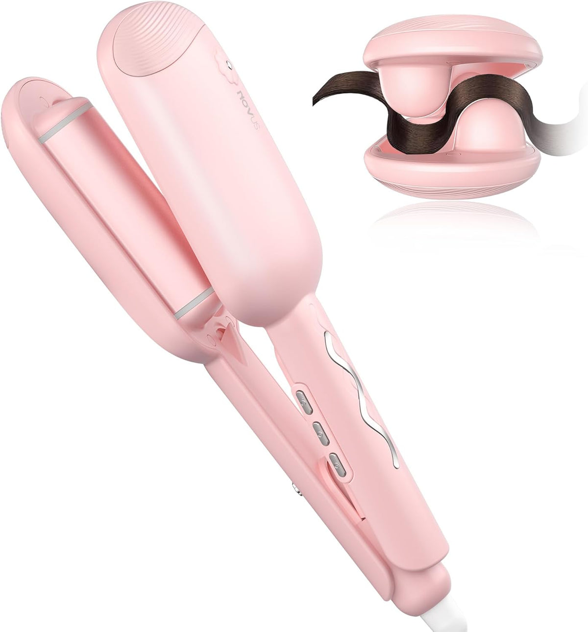 NOVUS Waver Curling Iron, Beach Waves Curling Wand, Ionic Hair Waver with Anti-Scald Hair Crimper