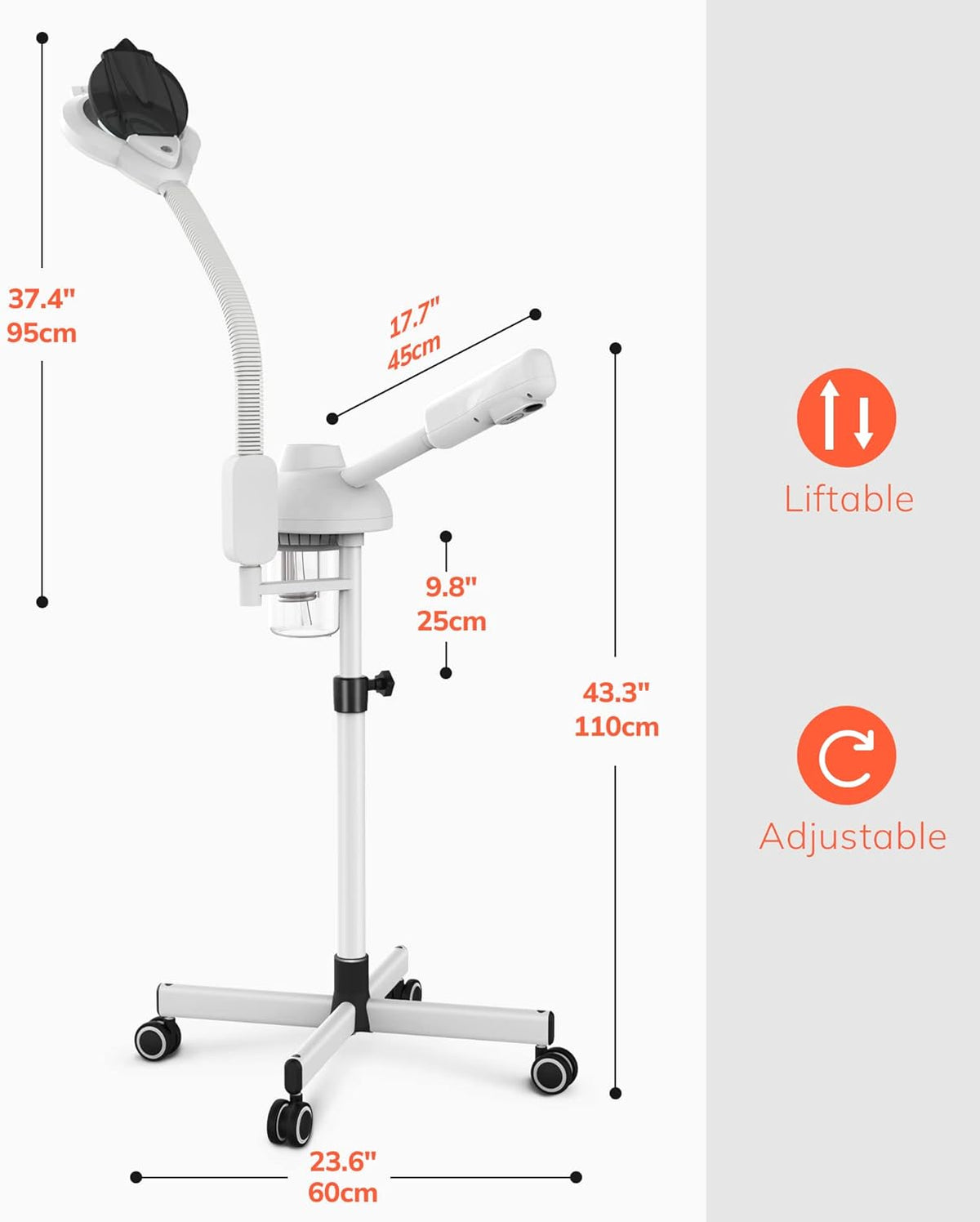 TASALON Professional 2 in 1 Facial Steamer With 5X Magnifying Foldable Arm, Ozone Mist Steamer for