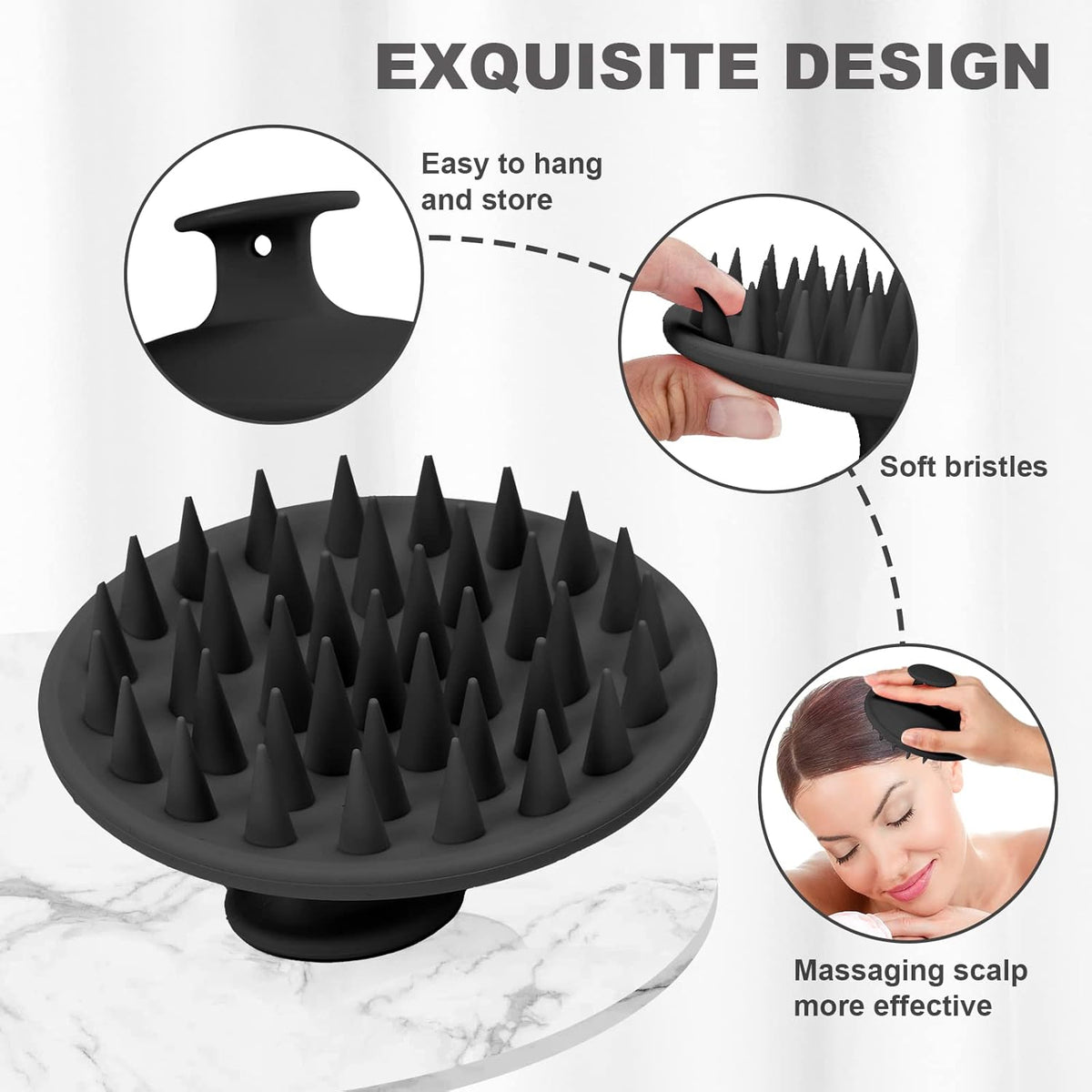 Silicone Scalp Massager Shampoo Brush, Scalp Brush for Hair Growth & Dandruff Removal, Hair