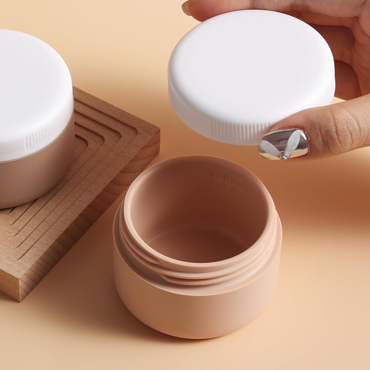 Travel Containers for Toiletries, Silicone Cream Jars BPA-Free, Leak-proof 2oz Travel Size