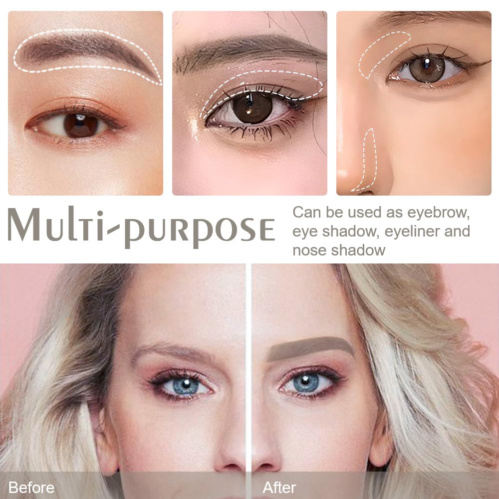 Taupe Grey Eye Brow Powder for Women, Matte Gray Black Eyebrow Powder Kit with Brush, Long-Lasting