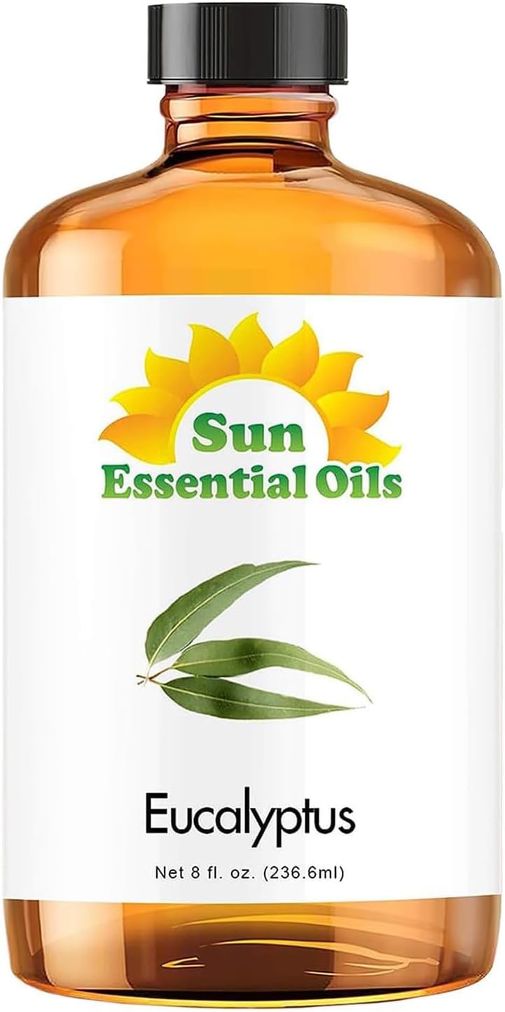 Sun Essentials Oils - 8 oz Eucalyptus Essential Oil with Dropper for Diffuser, Skin, Aromatherapy