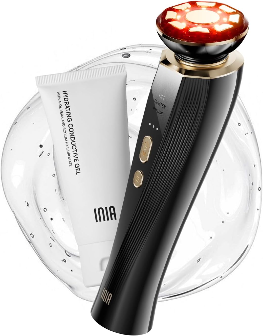 INIA 3-in-1 Red Light Therapy for Face and Neck Beauty Device for Puffiness & Skin Firming Skincare