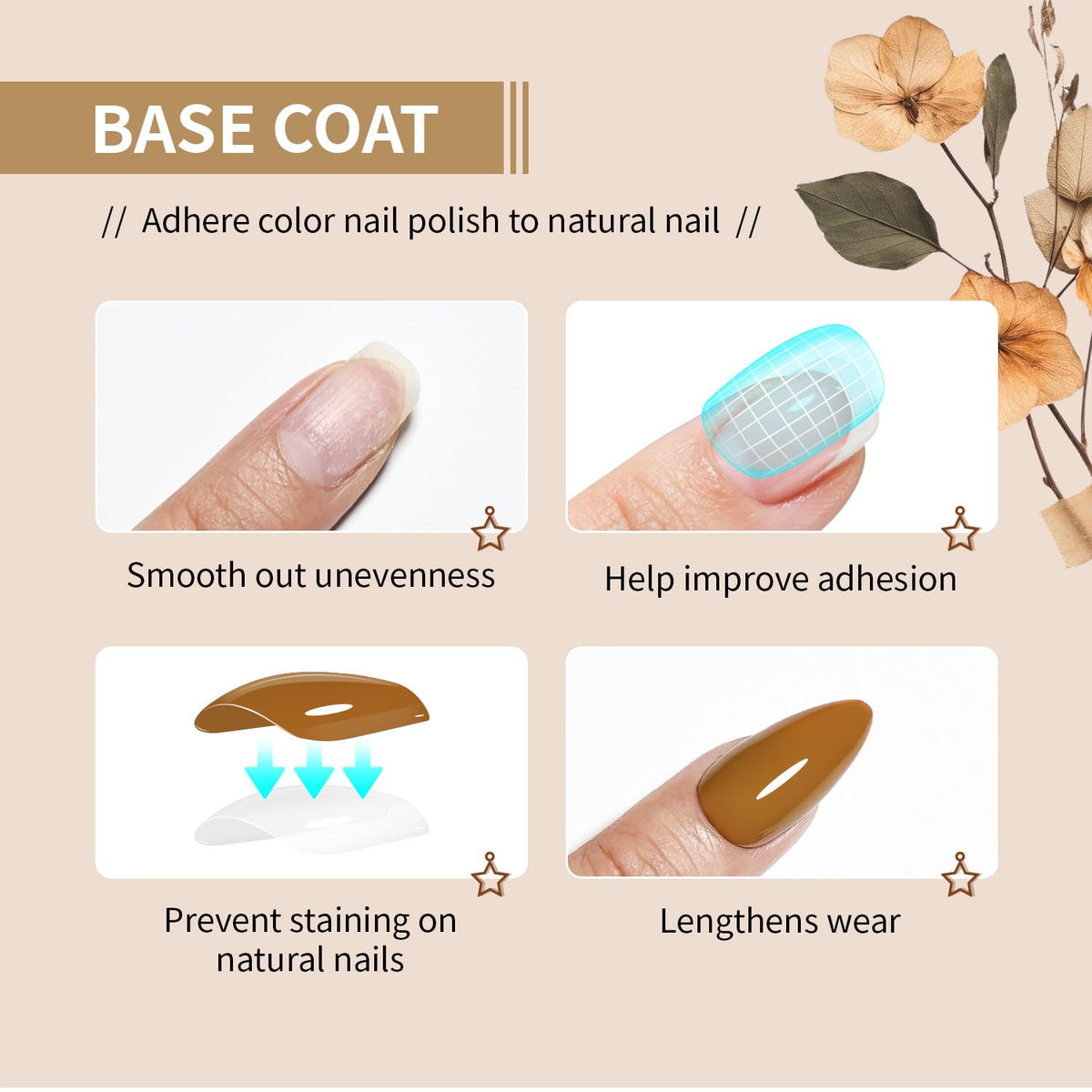 Base and Top Coat Nail Polish Quick Dry,16.5ml Large capacity Basic Nail Polish Set Air Dry Fast