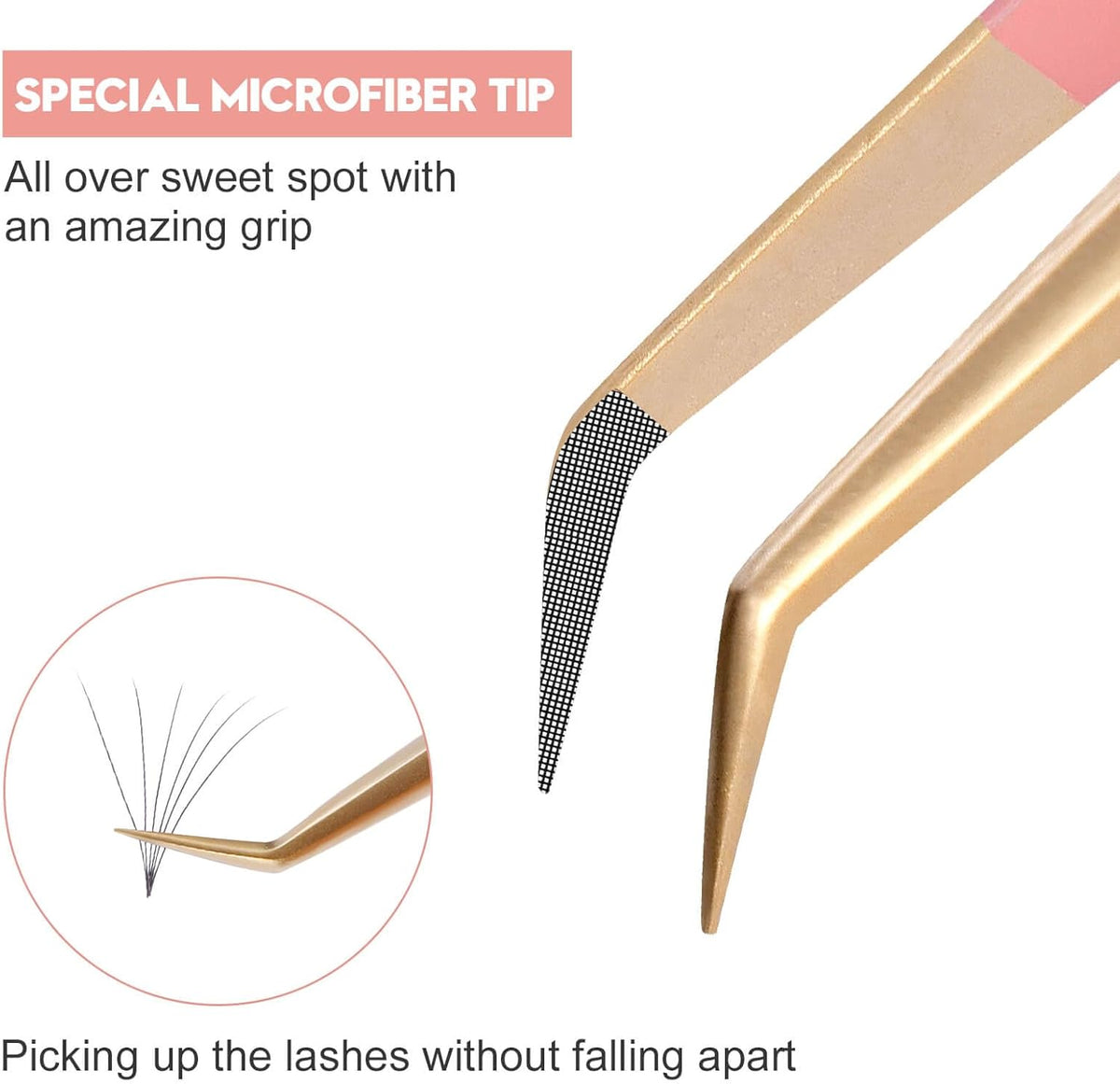 Ms.Queen Isolation Lash Tweezers,45 Degree 14cm Long&Slim Fiber Tip Tweezers for Individual &