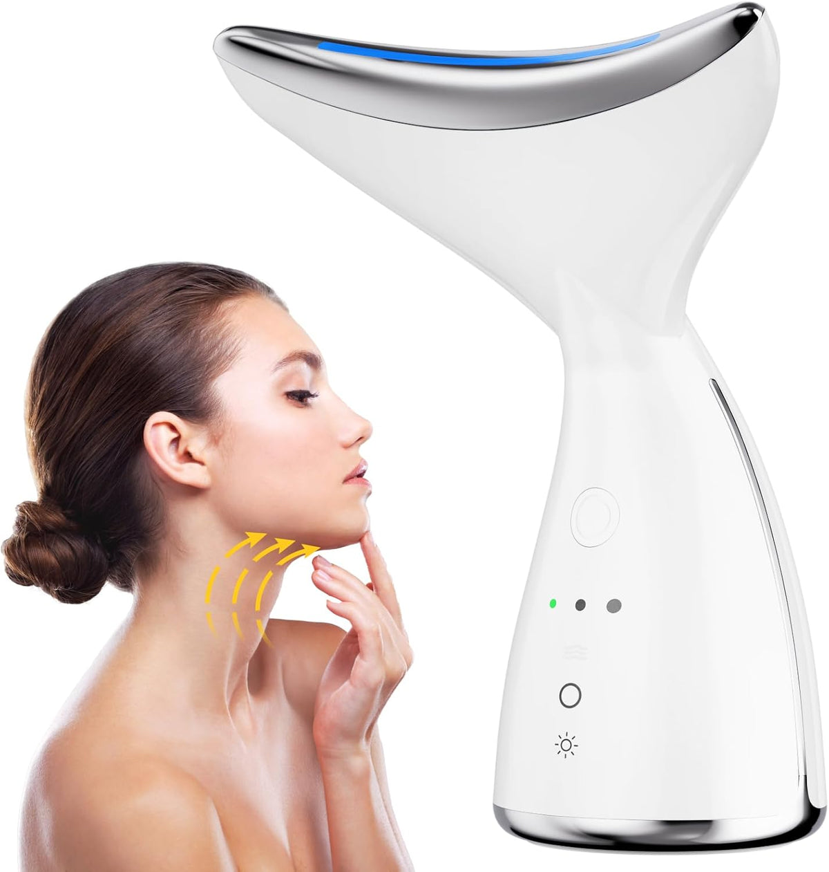 Face & Neck Massager | White LED Red-Light-Therapy-for-Face and Neck, Red Light Therapy Wand, 3