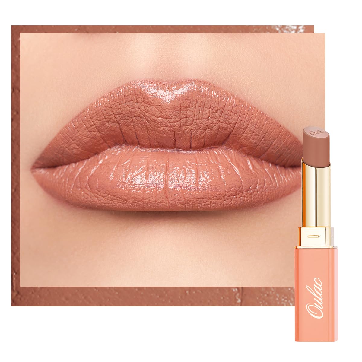 Oulac Brown Lipsticks for Women, Orange Matte Lip Stick, Full Coverage Lip Color, Satin Matte