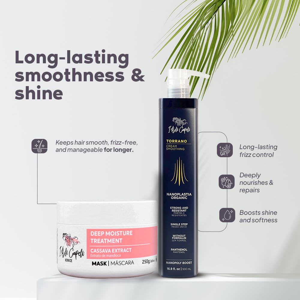 Torrano Keratin Kit, Keratin Hair Treatment Straightening in 1 Step (500ml) + Argan Oil Mask