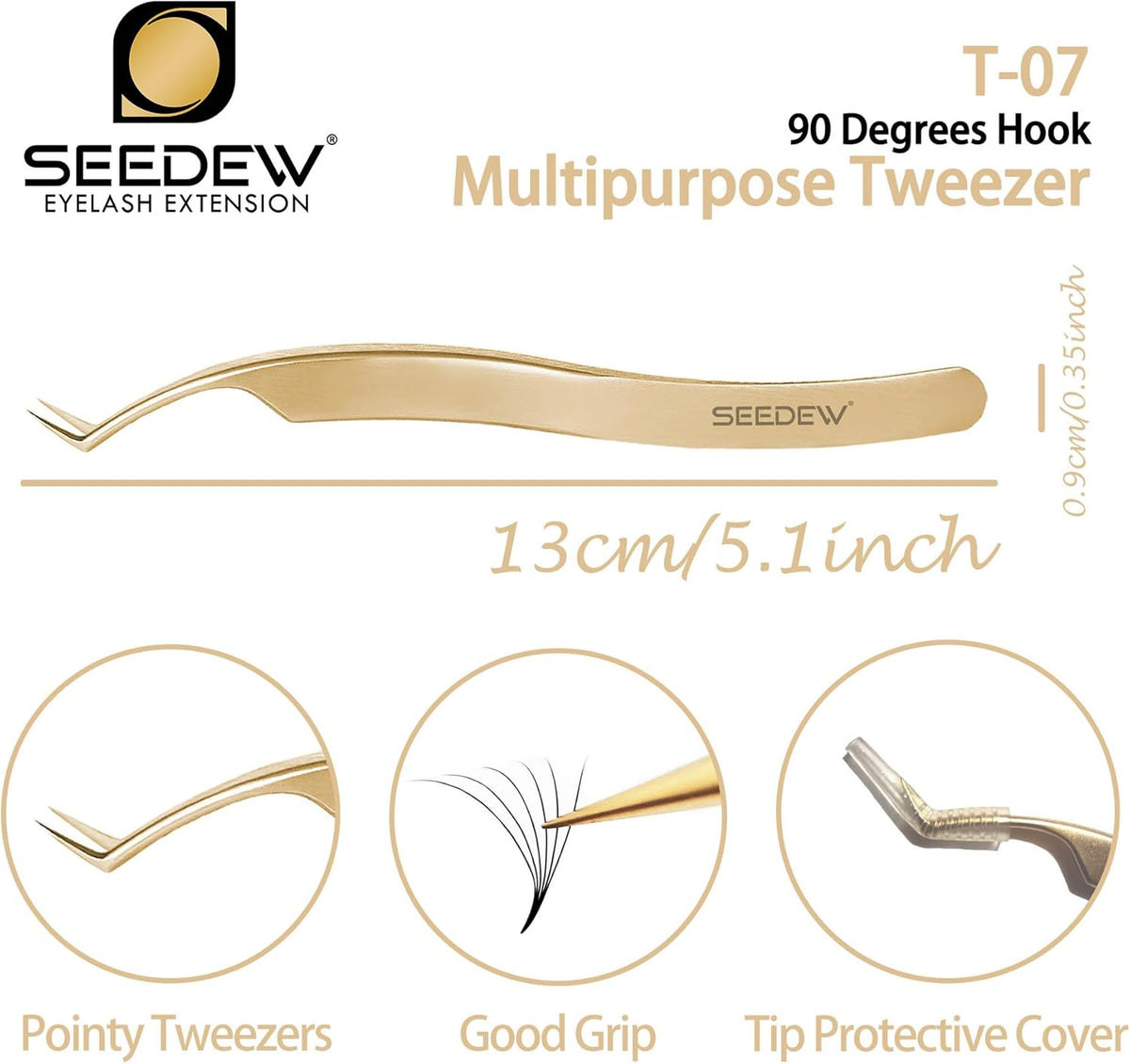 Tweezer Eyelash Extensions 1 PCS Stainless Steel 45 Degree Pointy Hook Multipurpose Tweezer