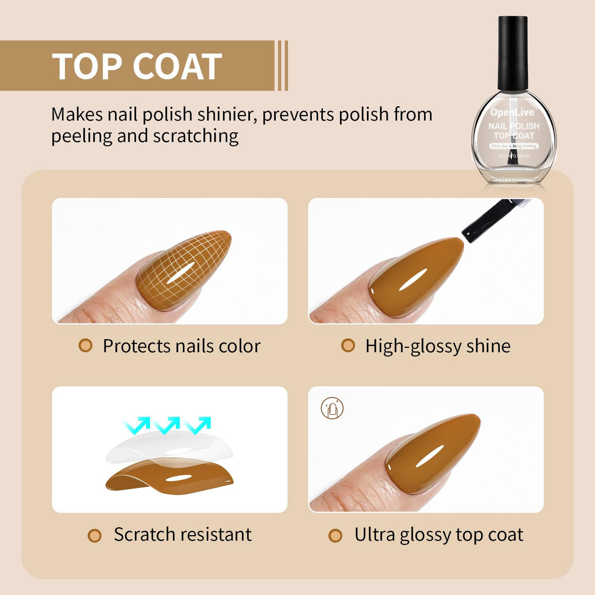 Base and Top Coat Nail Polish Quick Dry,16.5ml Large capacity Basic Nail Polish Set Air Dry Fast