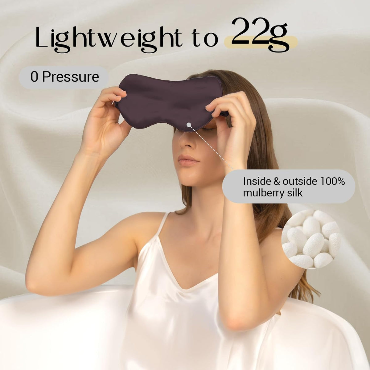 ZIMASILK Adjustable 100% 22 Momme Mulberry Silk Sleep Mask for Sleeping, Filled with Premium