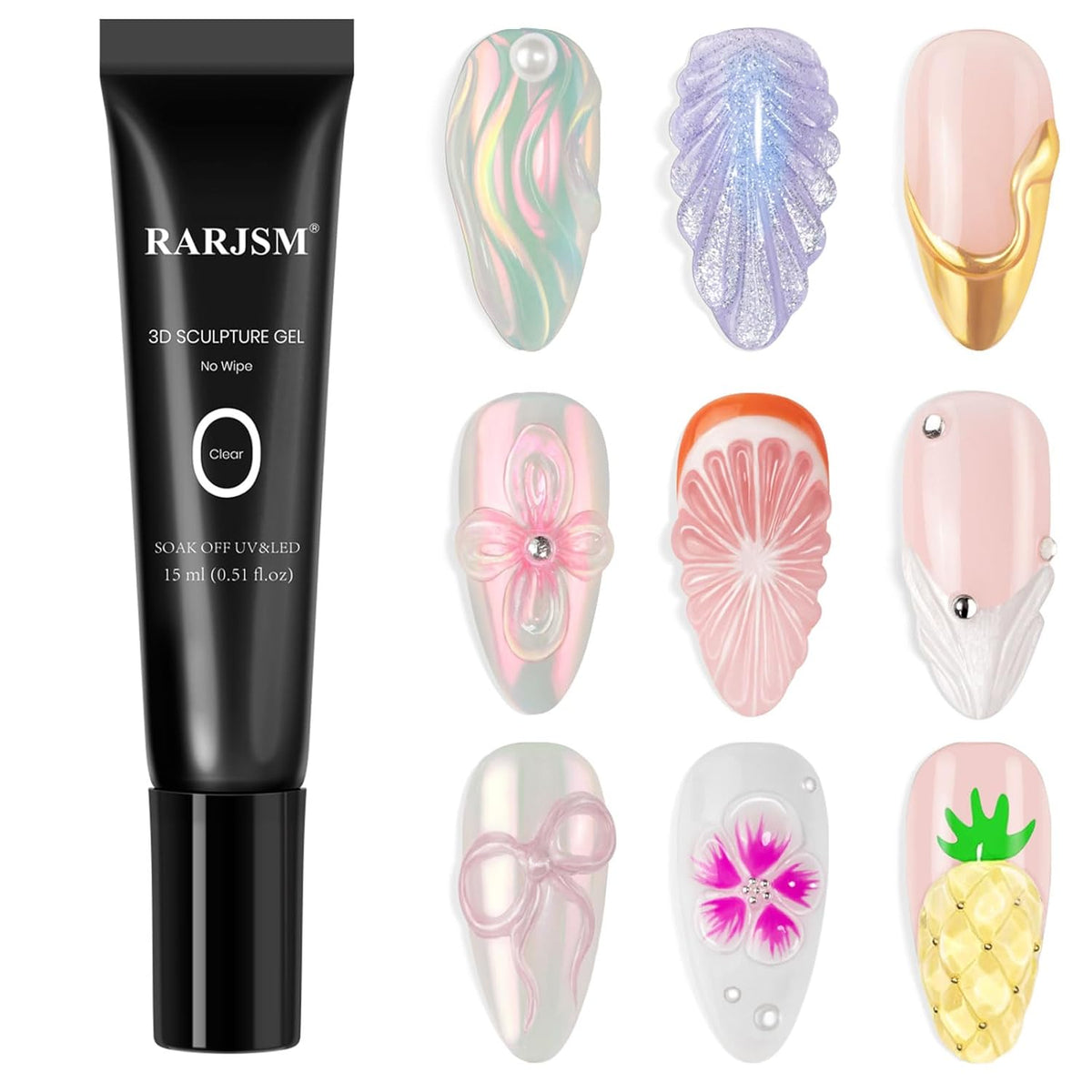 RARJSM 3D Sculpting Gel for Nail Art Designs DIY NailCharms Rhinestone Glue 3D Nail Craving