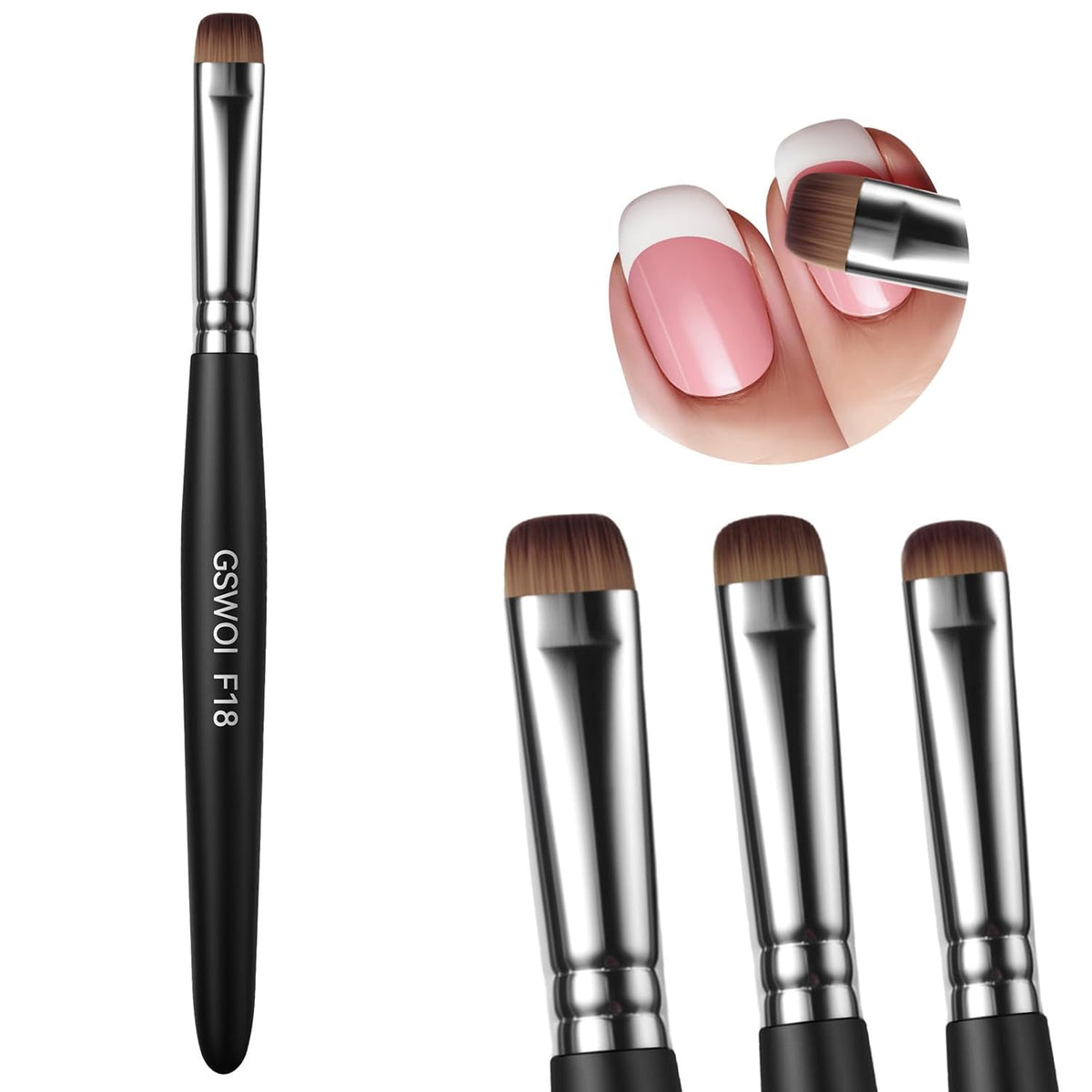 Acrylic Nail Brush for French Tips & Gel Polish Clean Up | Professional Dual-Use Brush with Wooden