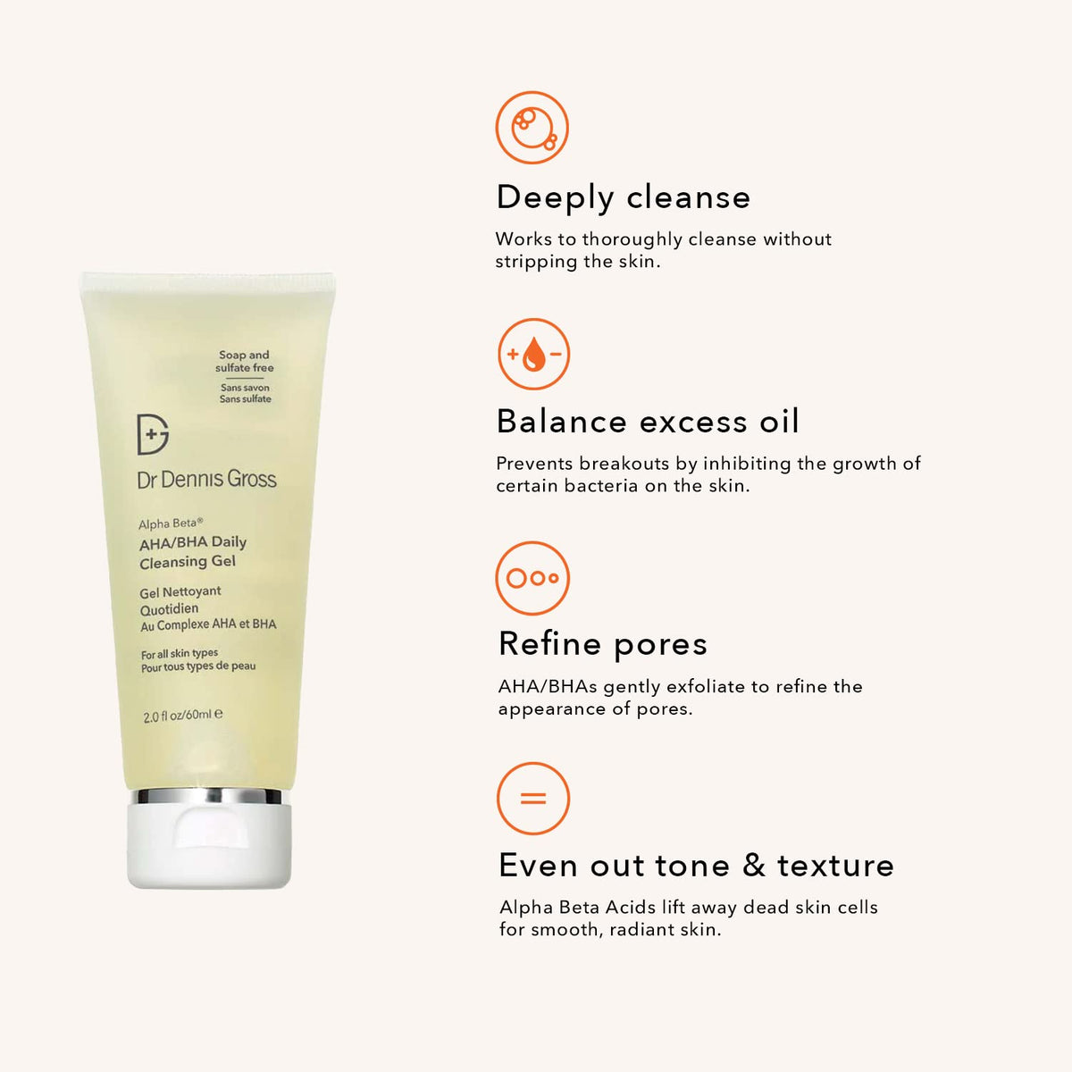 Dr Dennis Gross Alpha Beta® AHA/BHA Daily Cleansing Gel, for Skin That is Dull, Congested and