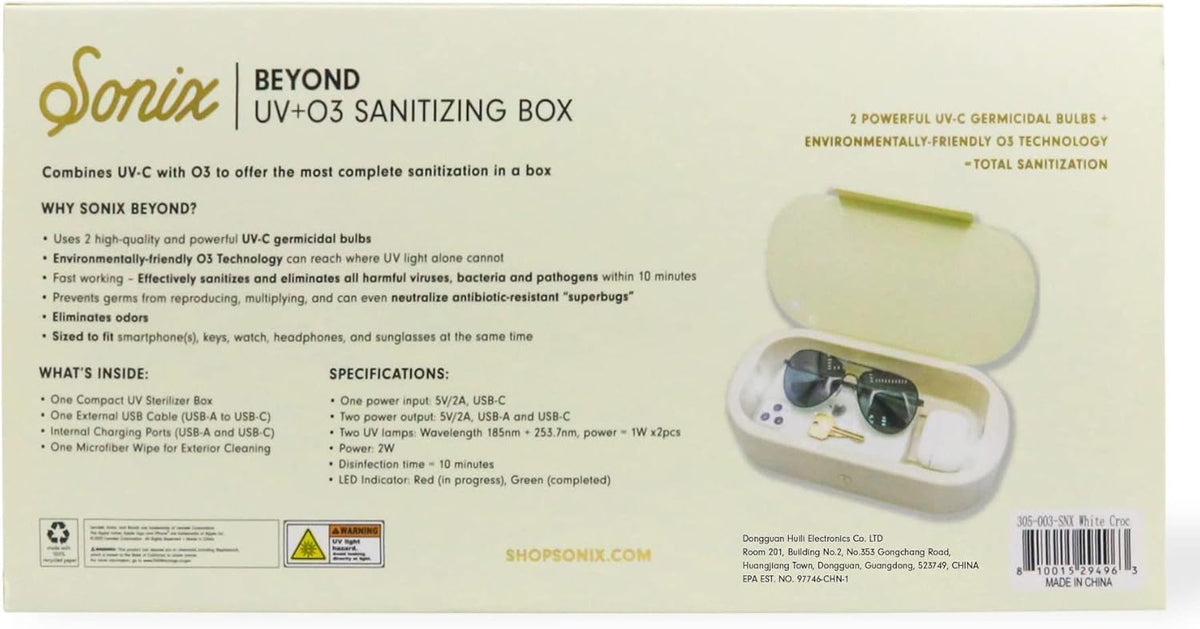 Sonix Beyond UV+O3 Sanitizer Box and Universal Charger UV and Ozone Disinfector for Phone, Mask