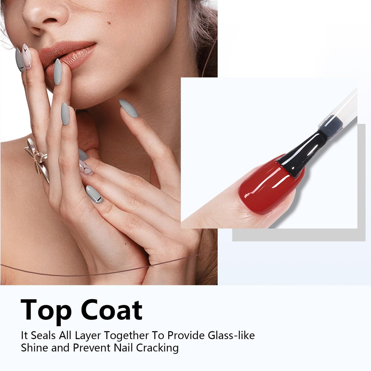 JODSONE 2Pcs 10ml No Wipe Gel Top Coat Clear Glossy Shine Finish Long Lasting No Soak Off Requires