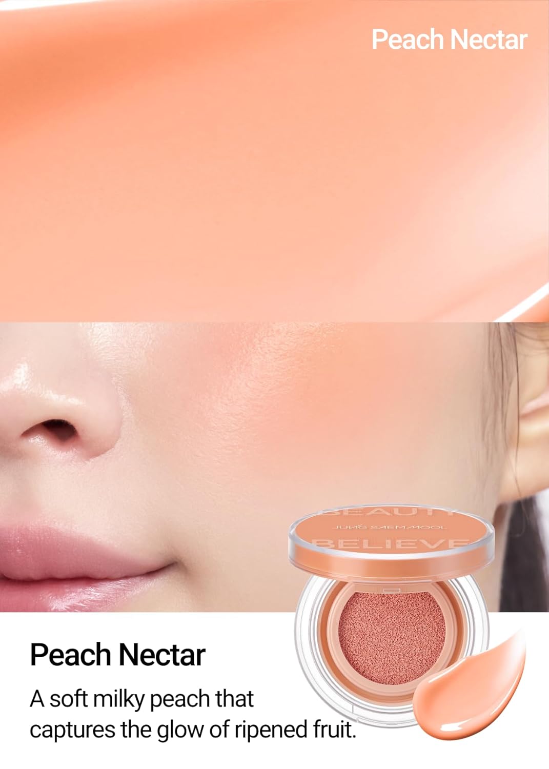 JUNGSAEMMOOL Artist Cushion Blush (Peach Nectar) | Easy to Blend, Lightweight, Hydrating Korean