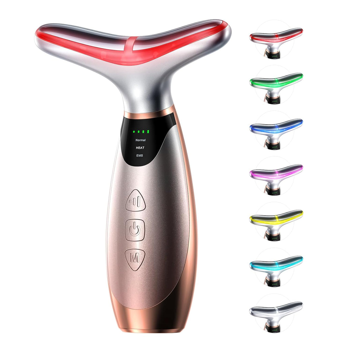 Facial Massager, 7 Colors Red Light Therapy for Face and Neck, Face Lift Device with 113°F Heating