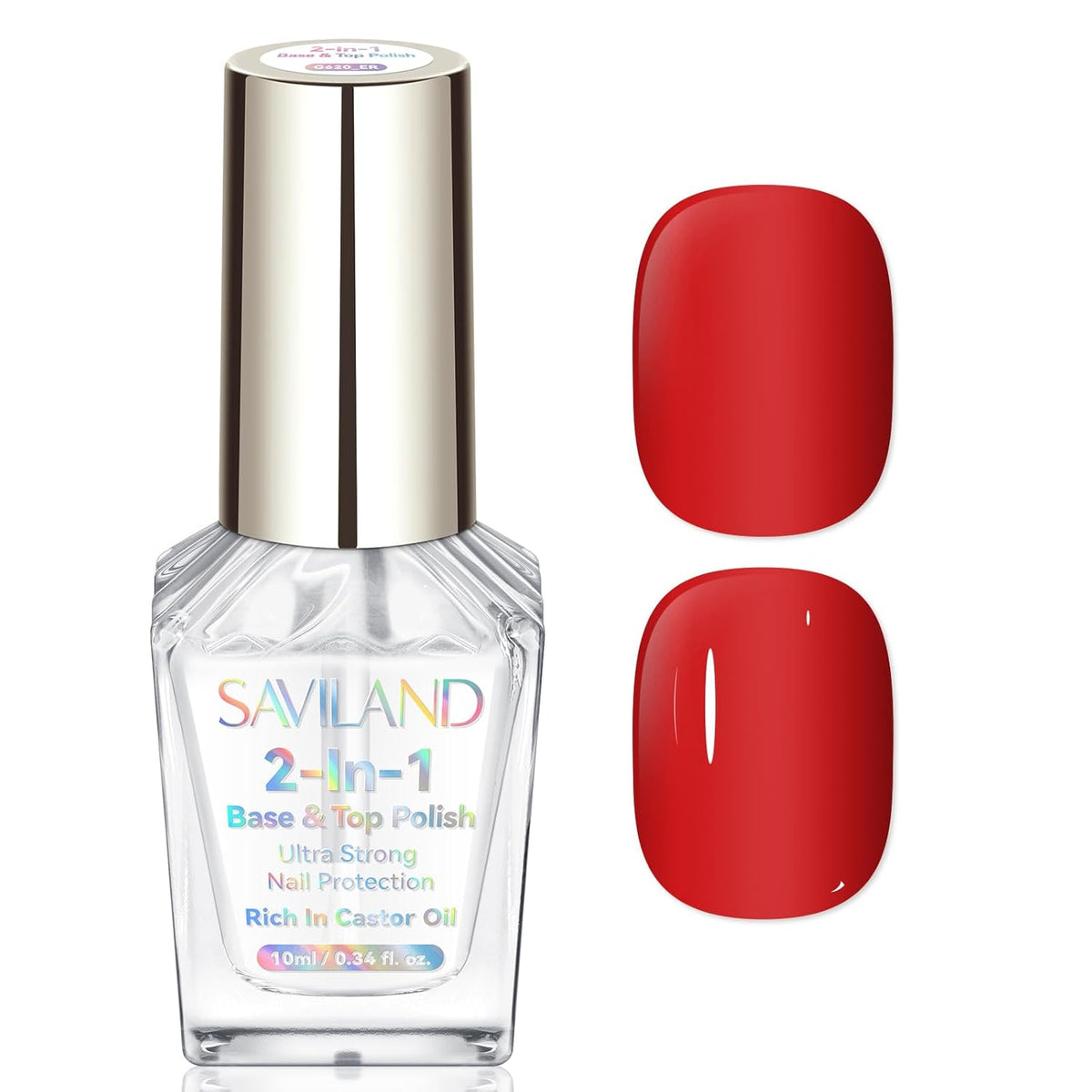 SAVILAND Clear Nail Polish Base Top Coat: 2 in 1 Quick Dry Nail Polish Long Lasting Fingernail Toe