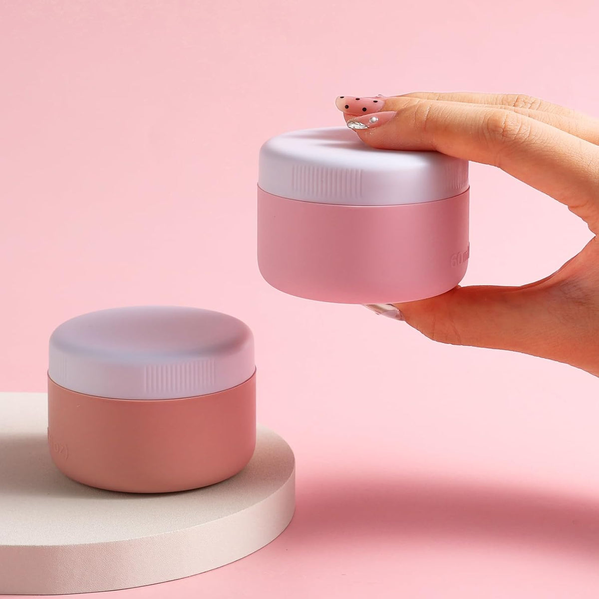 Travel Containers for Toiletries, Silicone Cream Jars BPA-Free, Leak-proof 2oz Travel Size