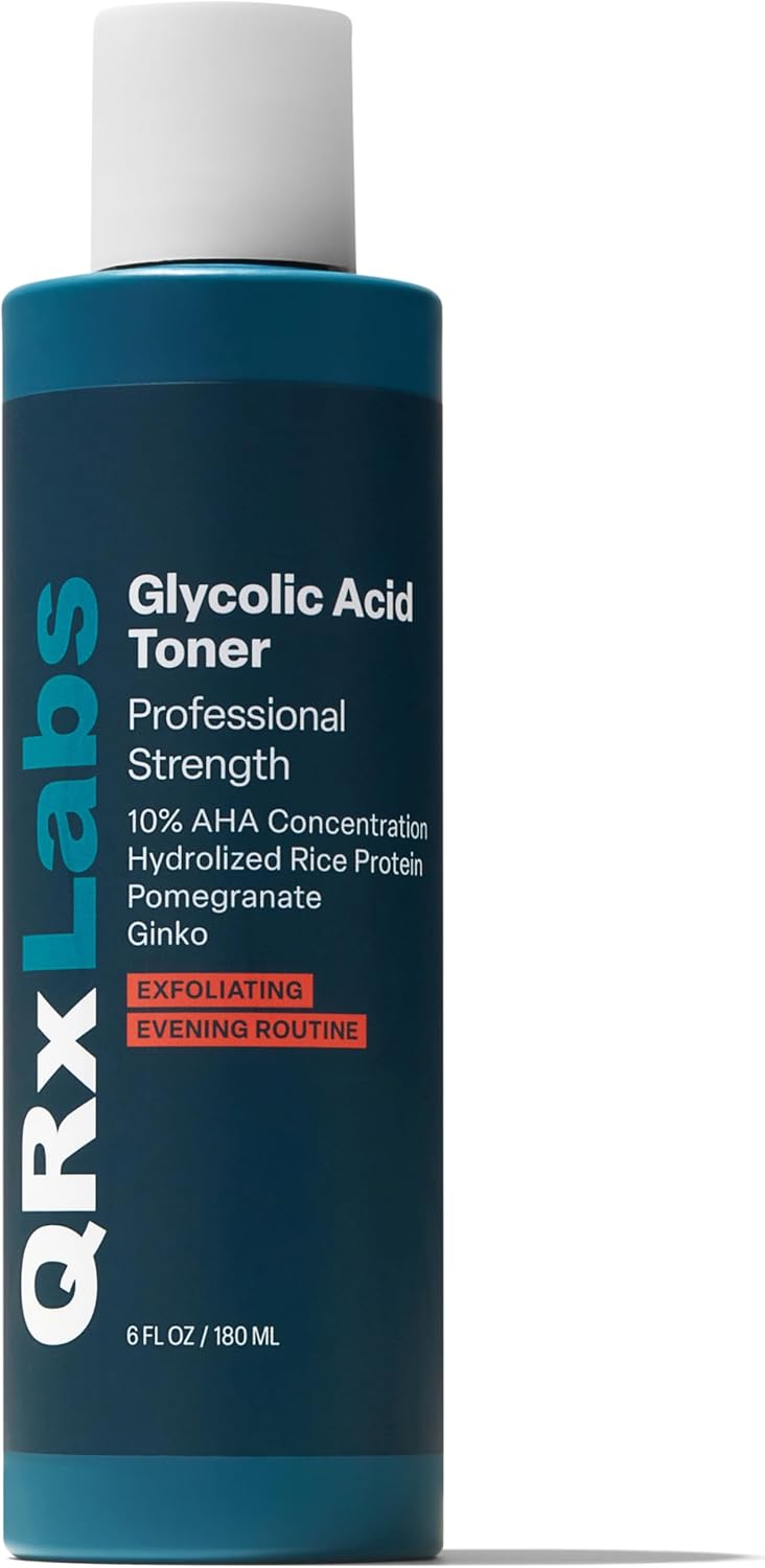 QRxLabs Glycolic Acid Toner - 6 fl oz - Exfoliating Face Toner with Witch Hazel & Salicylic Acid