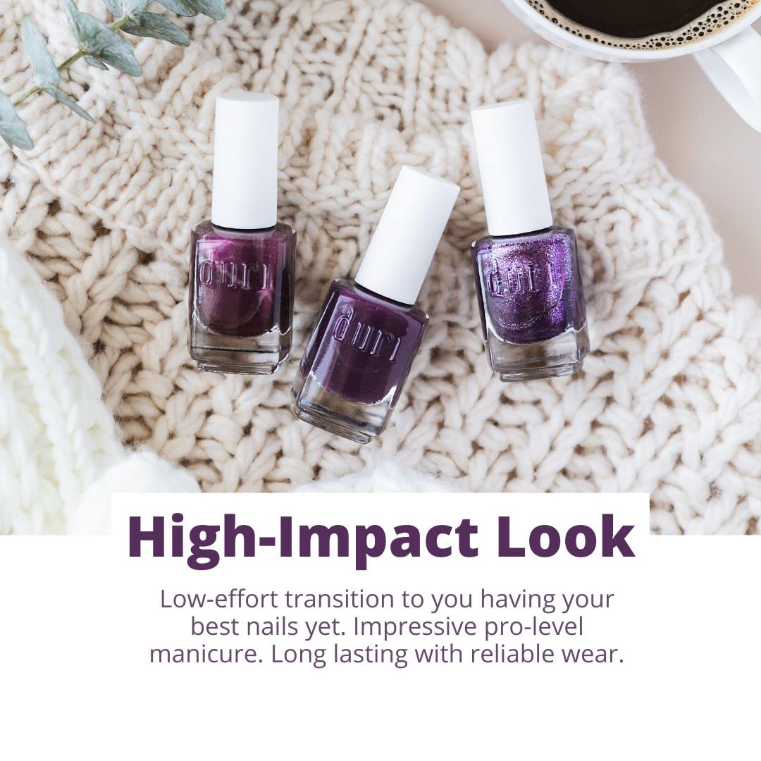 duri Nail Polish, 765 Cyber See, Light Lavender Metallic Shimmer, Full Coverage, Fast Drying, Long
