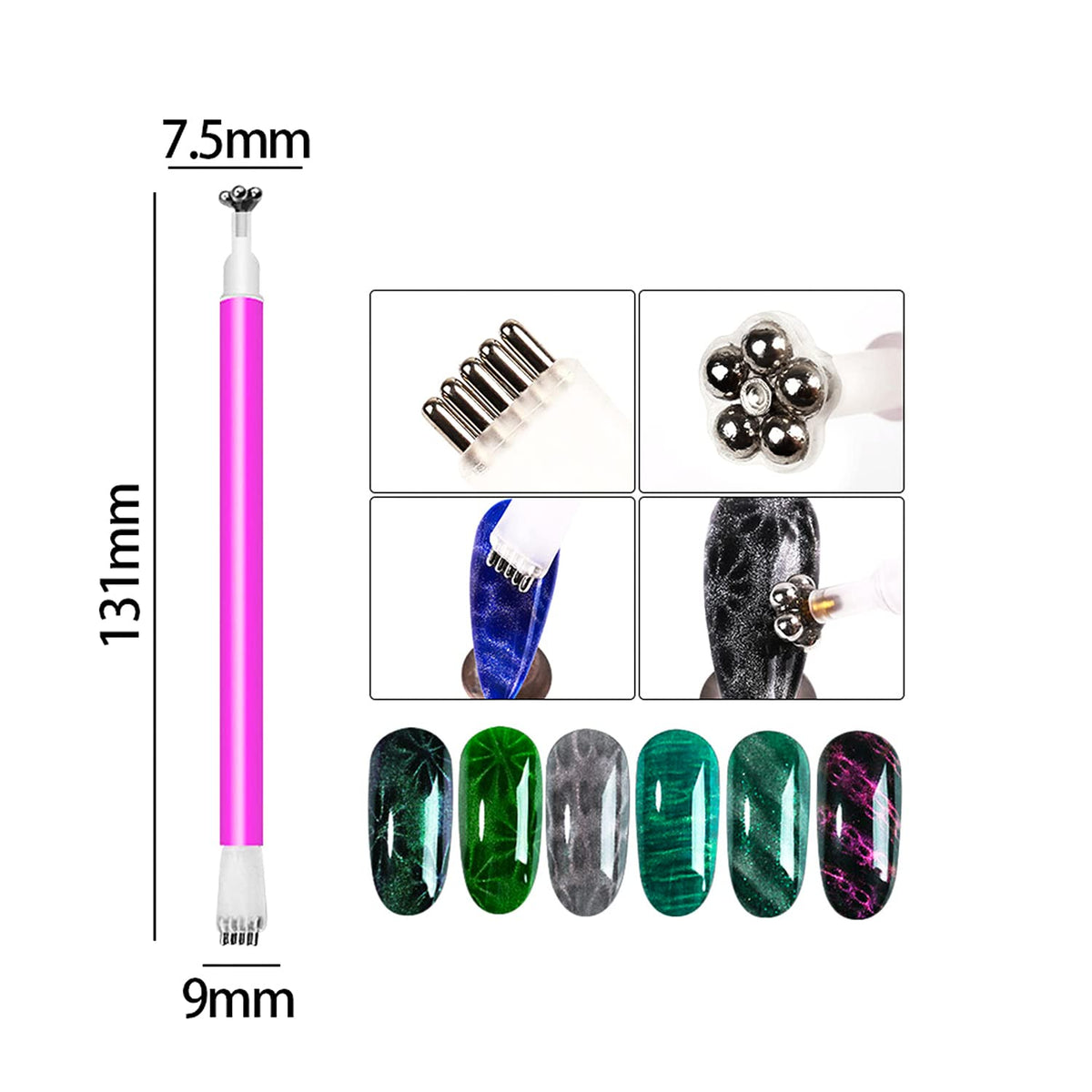 15 Pcs Nail Magnet Tool Set Magnet Plate Wand Board Magnetic Pen Stripe Nail Magnet Double Ended