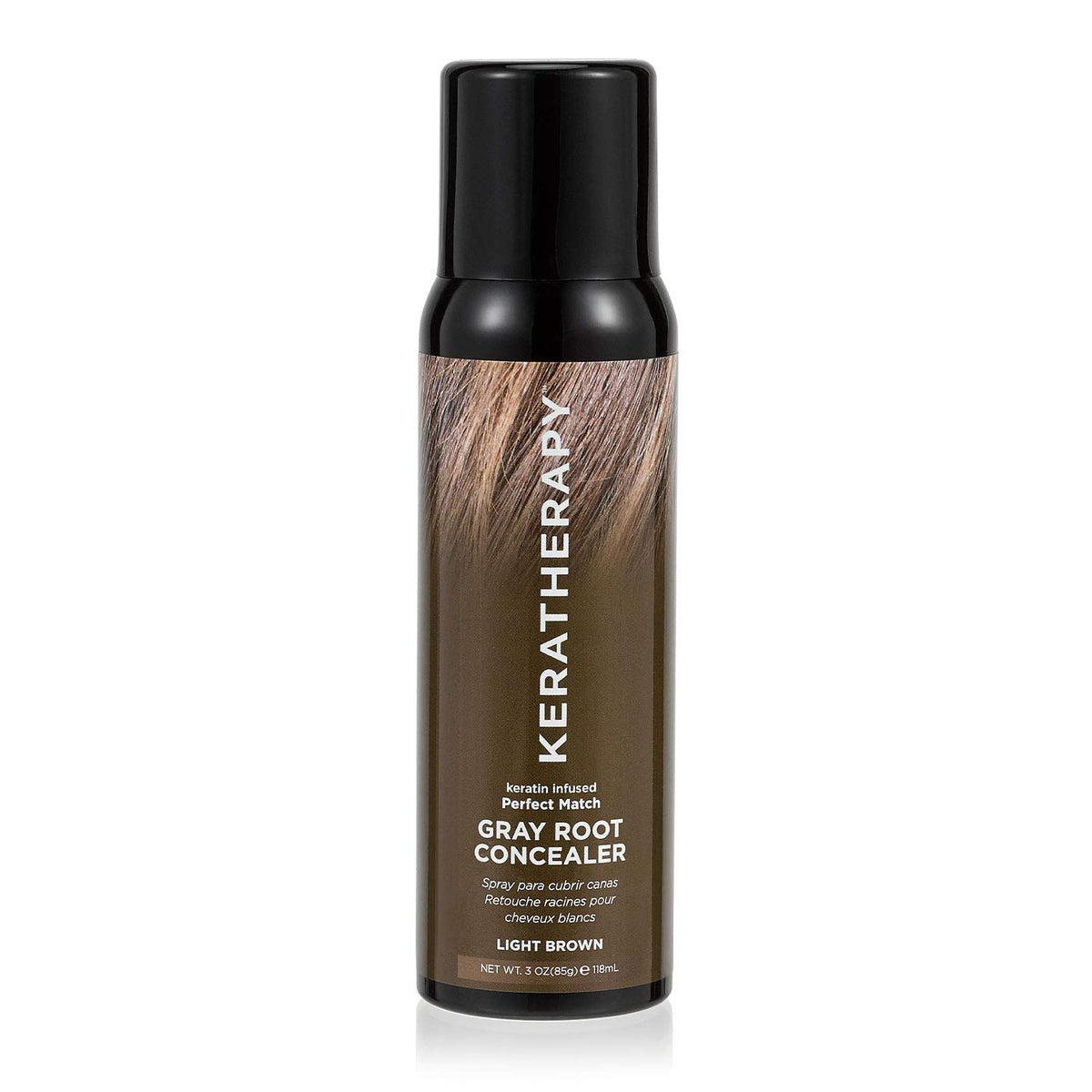 Keratherapy Keratin Infused Perfect Match Gray Root Concealer Spray, Light Brown, 3 oz, 118ml