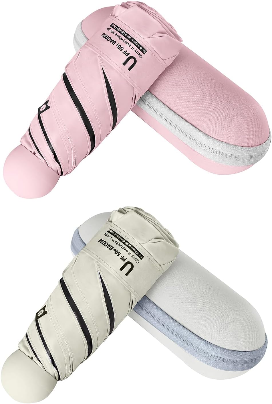 BAODINI Travel Essentials Mini Umbrella for Purse With Case Small Compact UV Sun Protection