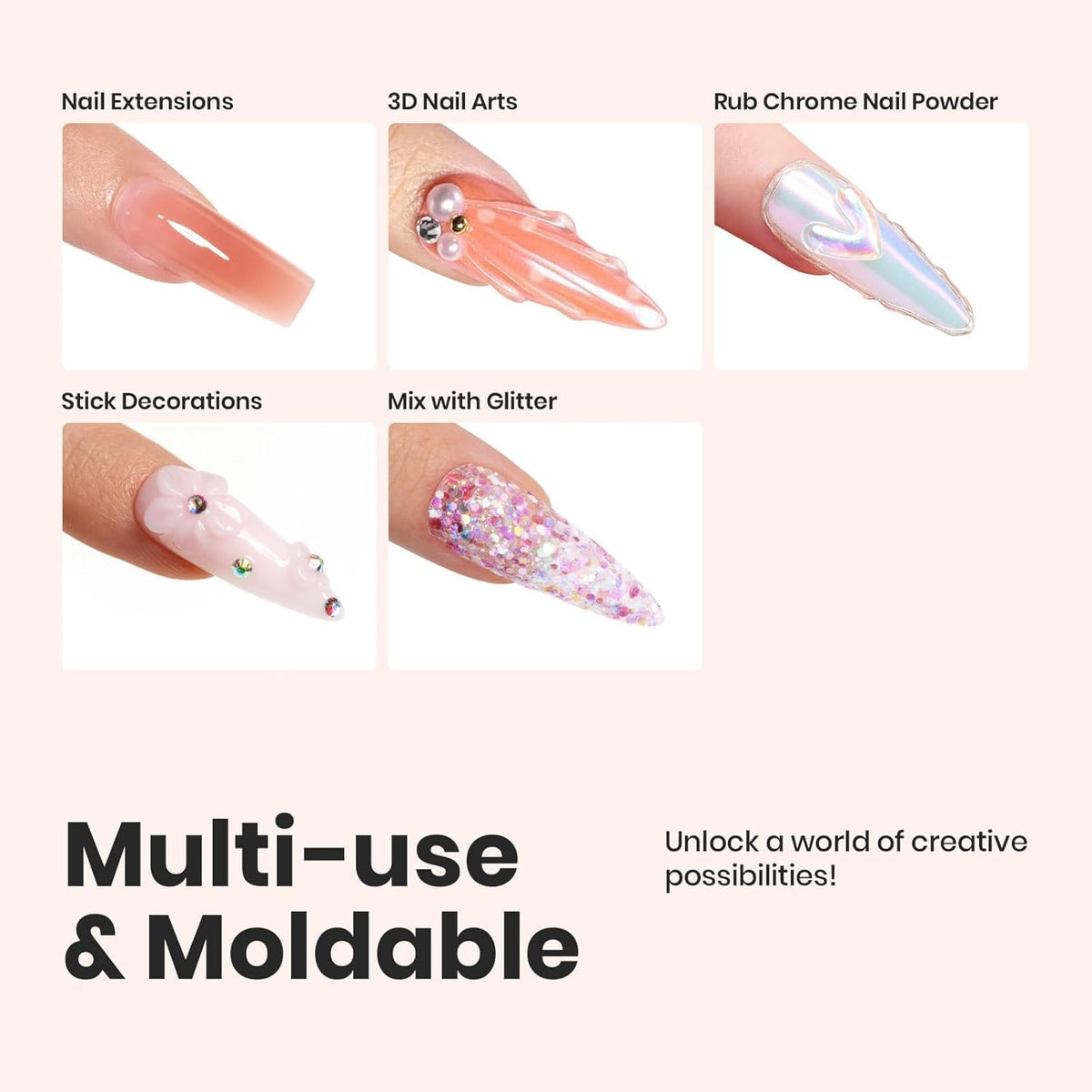 Beetles Solid Builder Gel for Nails, 20g *4 Colors Clear Pink White 3D Sculpting Gel Non-Sticky