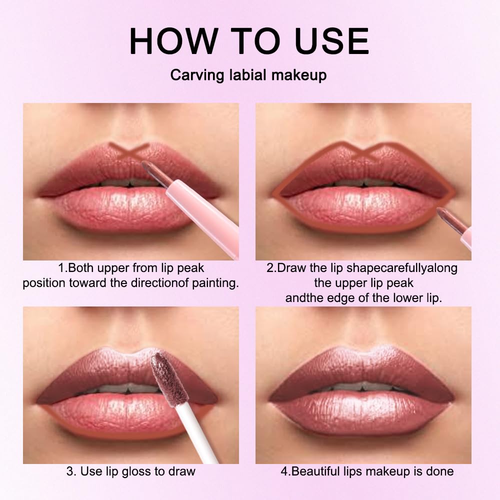 evpct Dark Bronze Metallic Shimmer Lip Liner and Lipstick Combo Lip Gloss Stains Set Makeup for