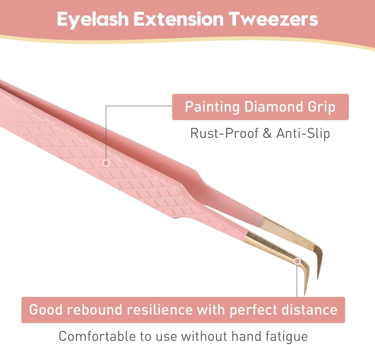 Ms.Queen 90 Degree Lash Tweezers for Eyelash Extensions, Precision Fiber Tip Grip Mega Volume Lash
