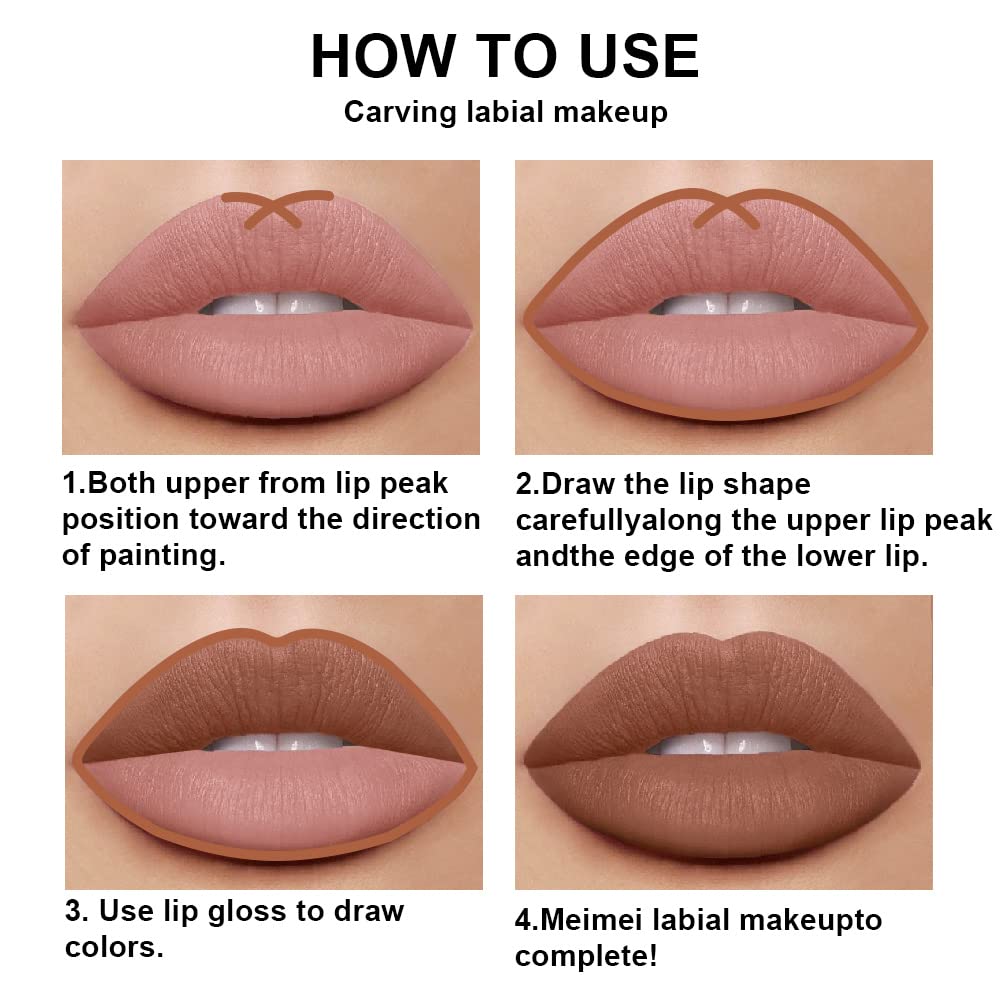 evpct 2Pcs Medium Brown Beige Lip Liner and Matte Lipstick Makeup Sets Vegan Lipstick Lip Liner and
