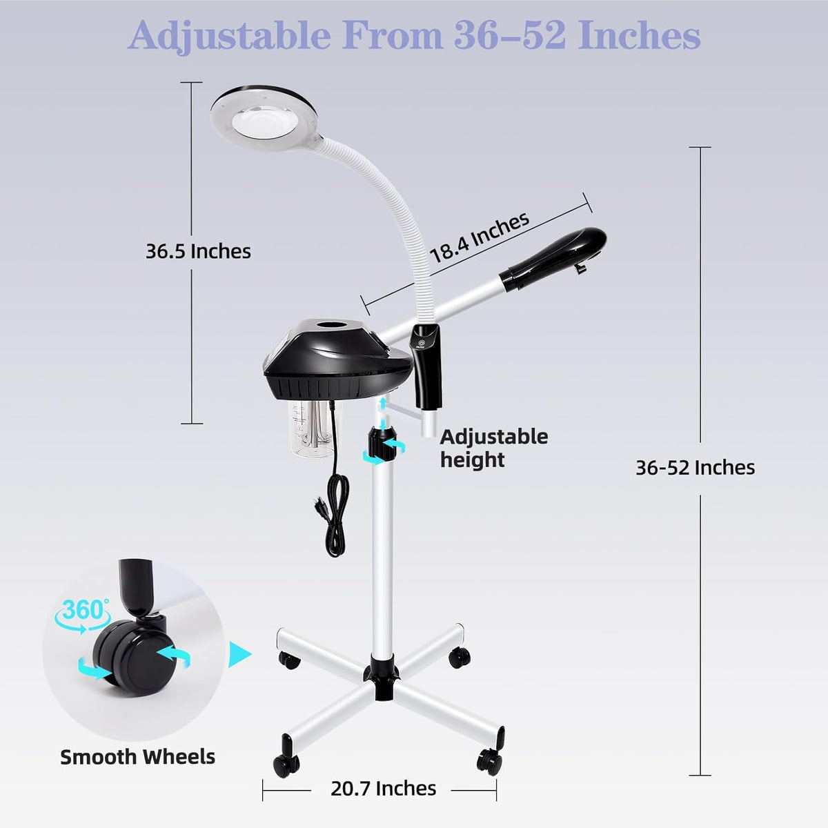 Professional Facial Steamer, 2 in 1 Facial Steamer with 5X Magnifying Lamp for Deep Cleansing and