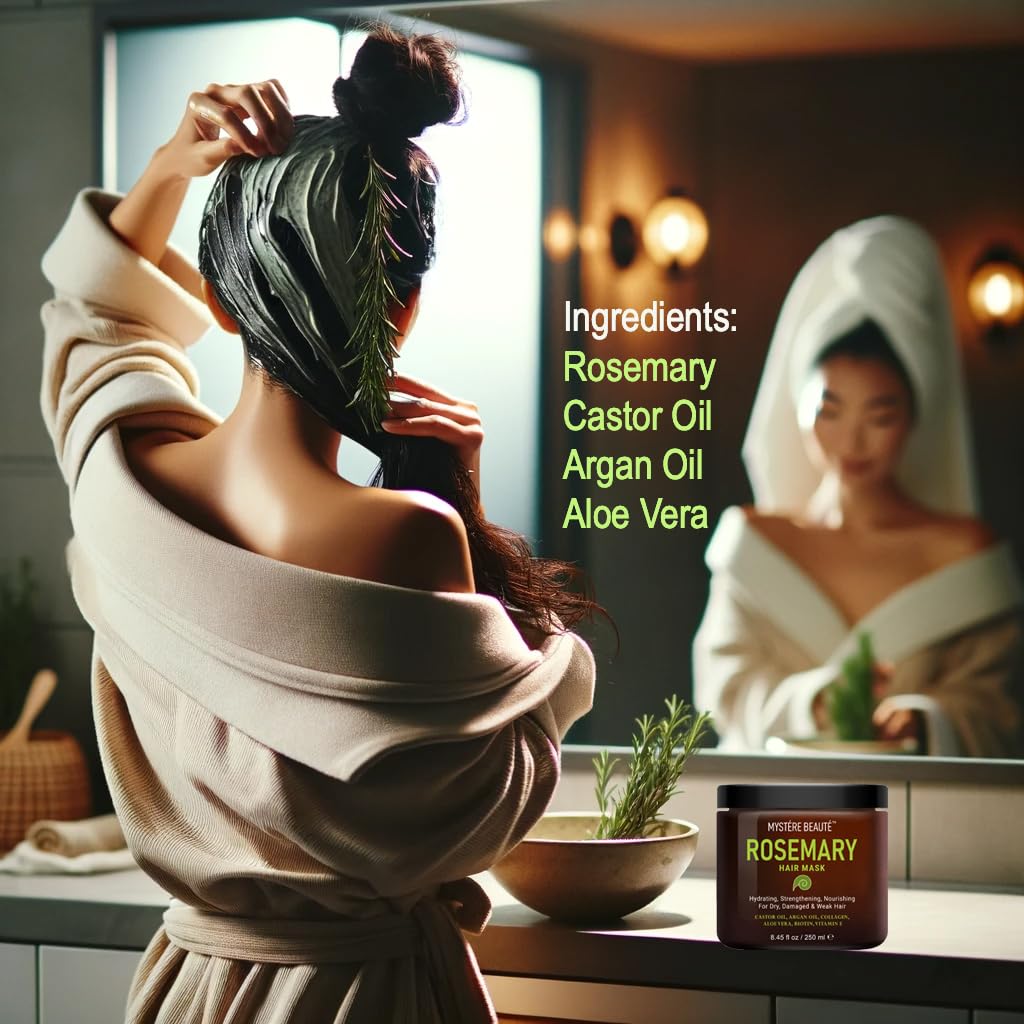 Rosemary Hair Treatment - with Collagen, Biotin, Argan Oil for Dry, Damaged, Curly Hair