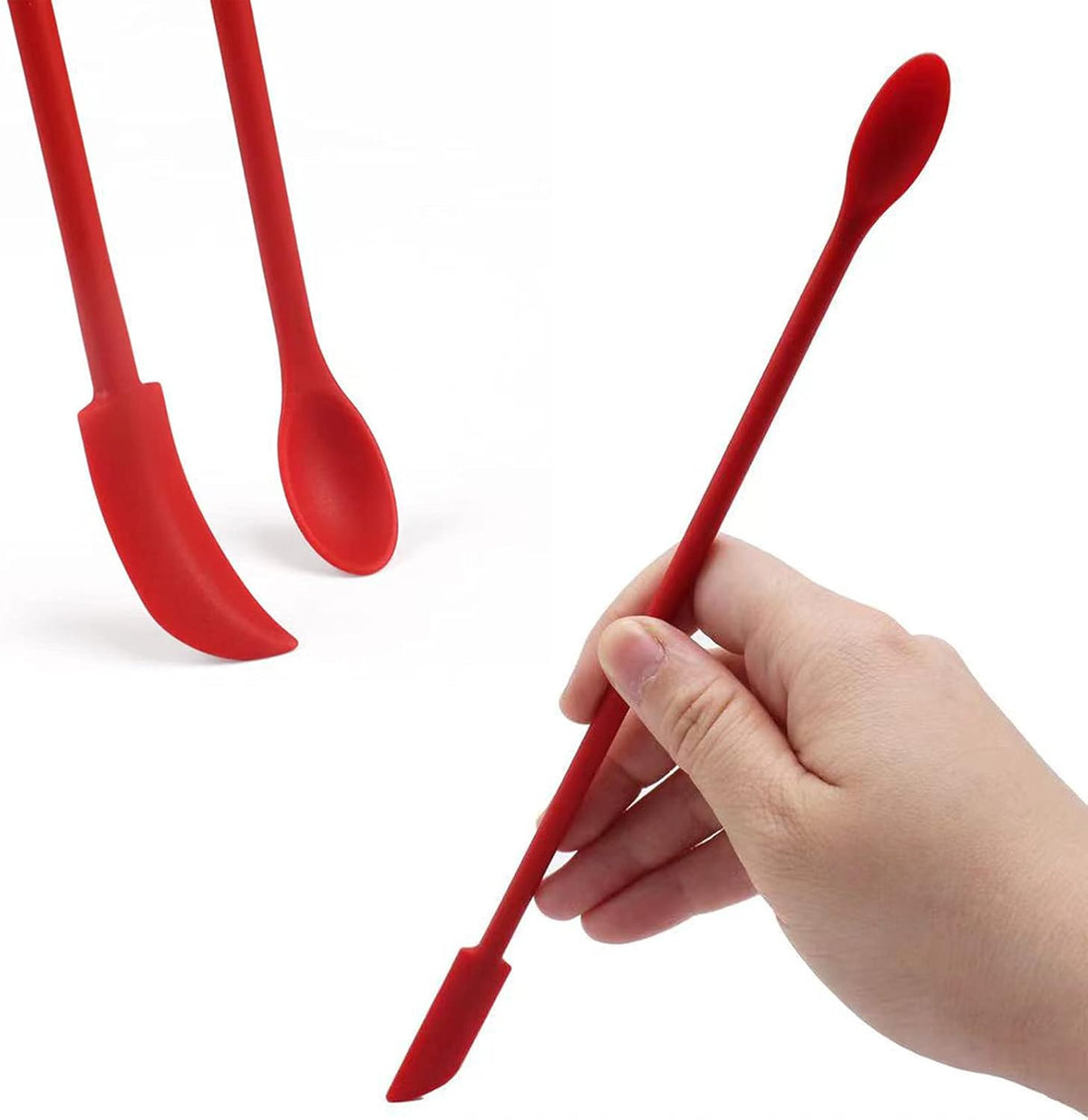 4 Pieces Mini Silicone Spatula Set, Small Rubber Spatula for Makeup, Thin Jar Scraper for